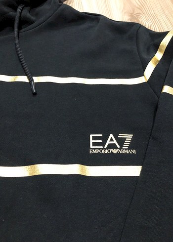 Siyah Kapüşonlu EA7 Fermuarlı Sweatshirt - Görsel 2