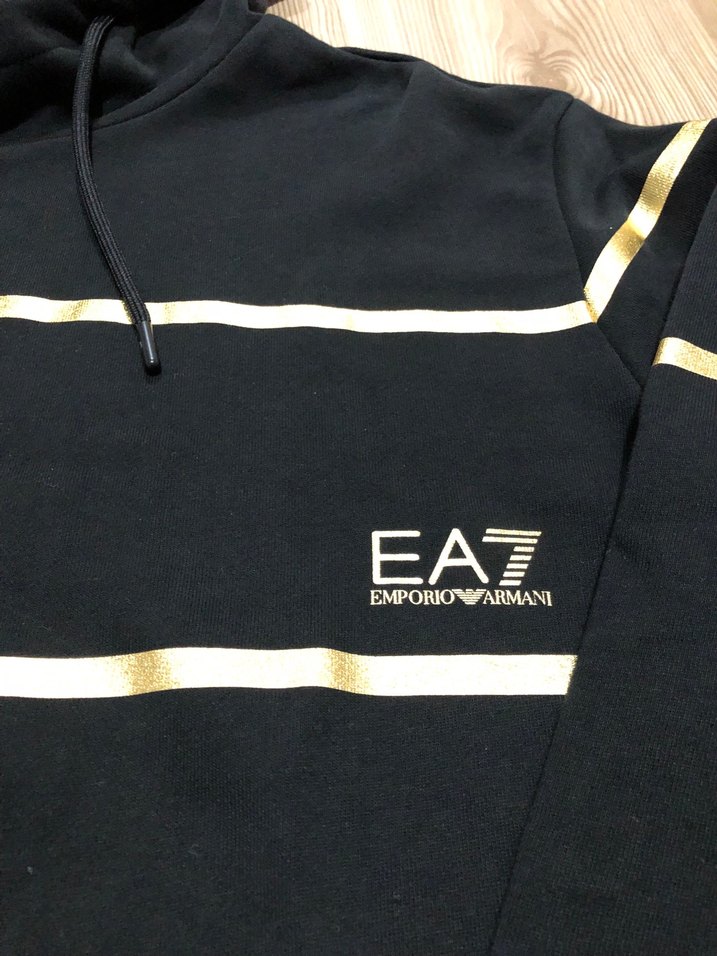 Siyah Kapüşonlu EA7 Fermuarlı Sweatshirt - Görsel 2