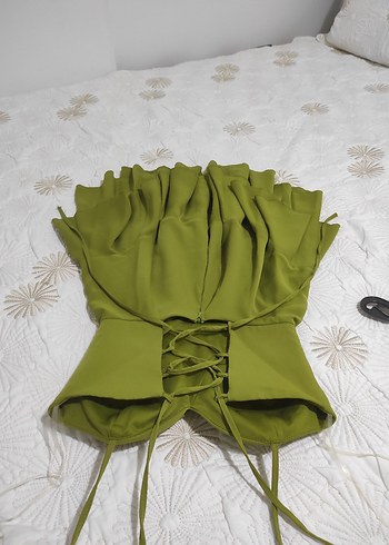 Yeşil Straplez Mini Elbise - Görsel 4