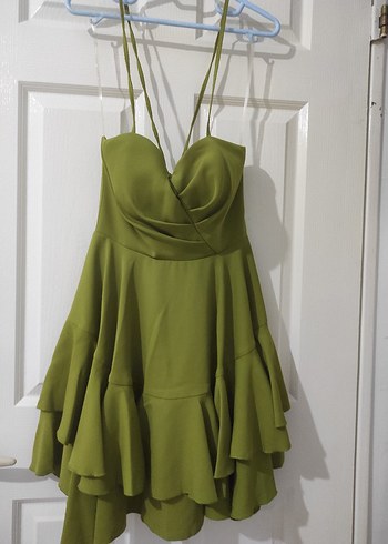 Yeşil Straplez Mini Elbise - Görsel 6