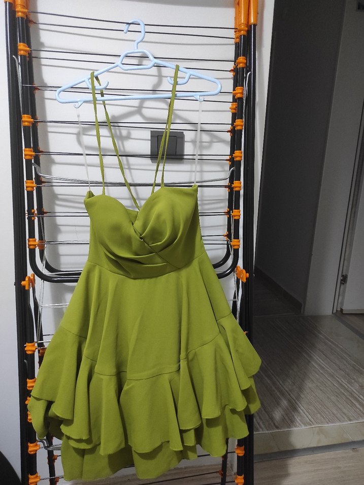 Yeşil Straplez Mini Elbise - Görsel 5