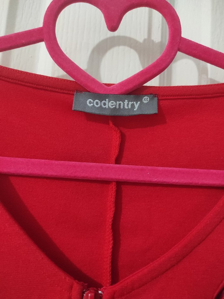 Kırmızı V Yaka Midi Kolsuz Elbise - Görsel 2