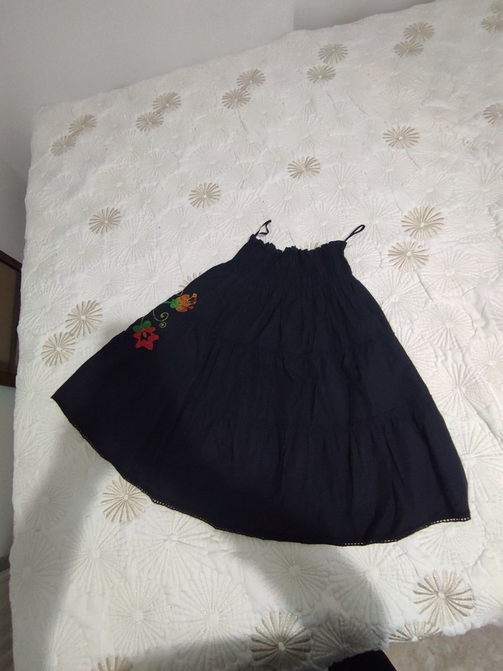 Nakışlı Siyah Uzun Hamile Eteği - Görsel 2