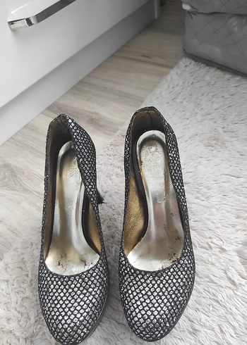 Gri Yılan Desenli Stiletto Kadın Topuklu - Görsel 4