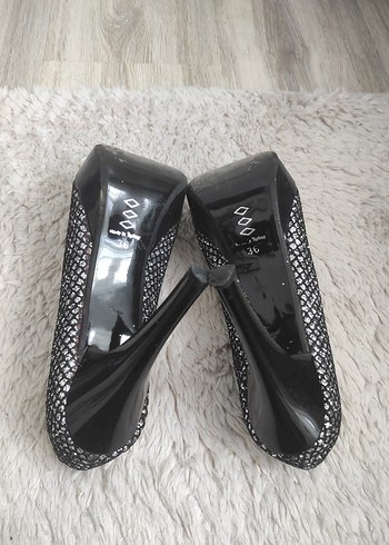 Gri Yılan Desenli Stiletto Kadın Topuklu - Görsel 5