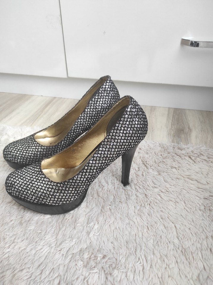 Gri Yılan Desenli Stiletto Kadın Topuklu - Görsel 3