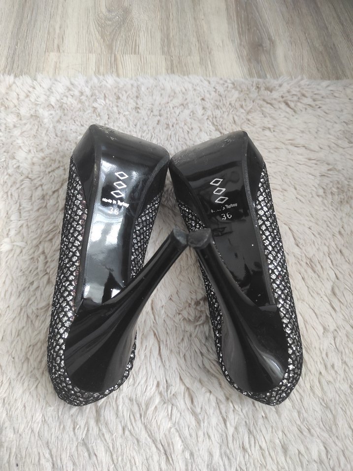 Gri Yılan Desenli Stiletto Kadın Topuklu - Görsel 5