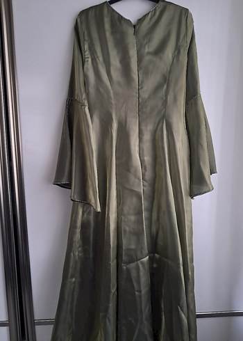 Uzun kına yeşili Kadın Abiye Elbise - Görsel 6