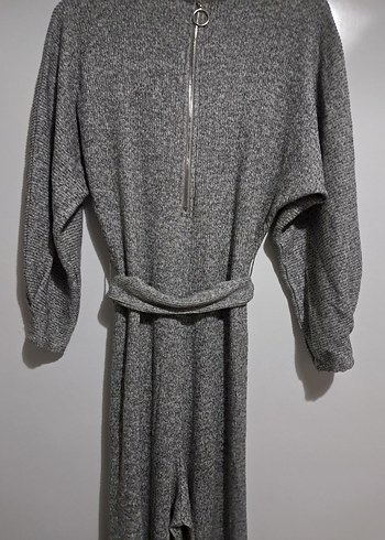 Gri Kemerli Kadın Triko Tulum - Görsel 6