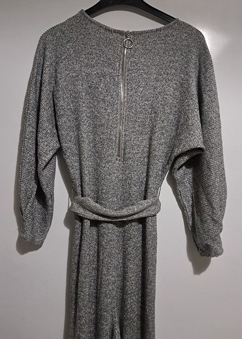 Gri Kemerli Kadın Triko Tulum - Görsel 7