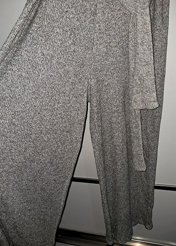 Gri Kemerli Kadın Triko Tulum - Görsel 4