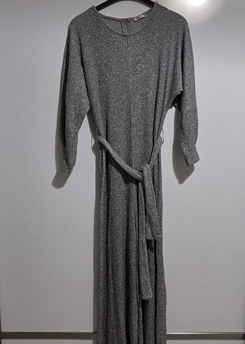 Gri Kemerli Kadın Triko Tulum - Görsel 2