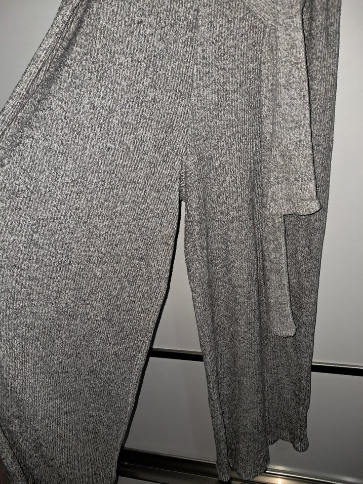 Gri Kemerli Kadın Triko Tulum - Görsel 4