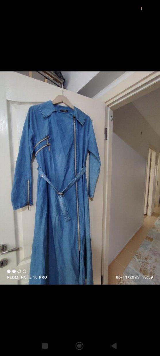 Kadın Mavi Mini Denim Ceket - Görsel 2