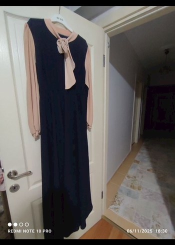 Uzun Kollu Mavi Salaş Kadın Elbise - Görsel 3