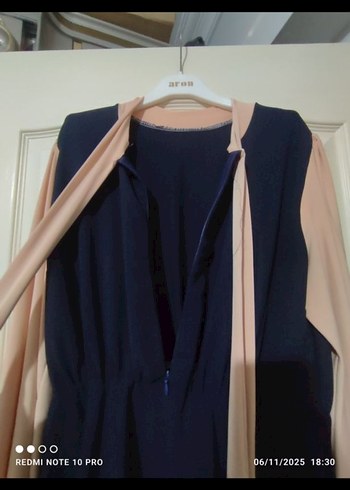 Uzun Kollu Mavi Salaş Kadın Elbise - Görsel 2