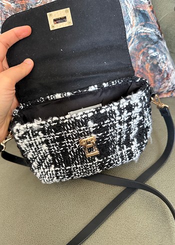 Tokalı Siyah Gri Kadın Omuz Çantası - Görsel 5