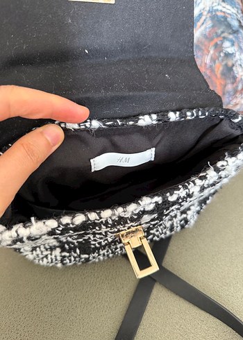 Tokalı Siyah Gri Kadın Omuz Çantası - Görsel 6