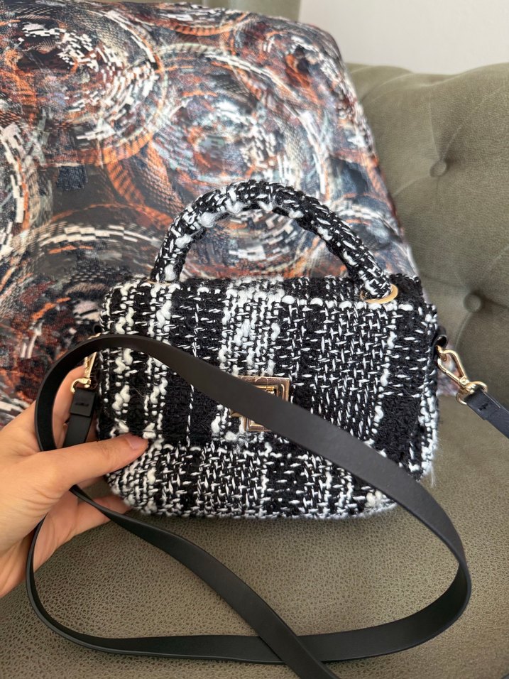 Tokalı Siyah Gri Kadın Omuz Çantası - Görsel 2