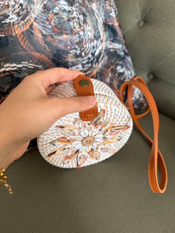 Boncuk Detaylı Yuvarlak Örgü Çapraz Çanta - Görsel 4