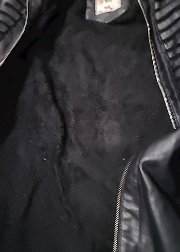 Kürk Detaylı Siyah Deri Biker Kadın Ceket - Görsel 3