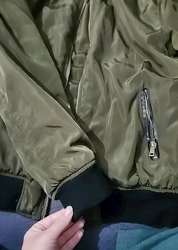 Kadın Haki Fermuarlı Sokak Stili Ceket - Görsel 2