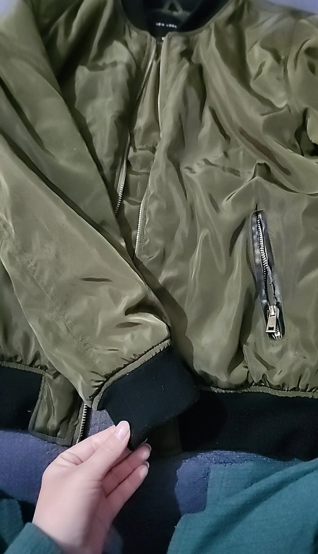 Kadın Haki Fermuarlı Sokak Stili Ceket - Görsel 2