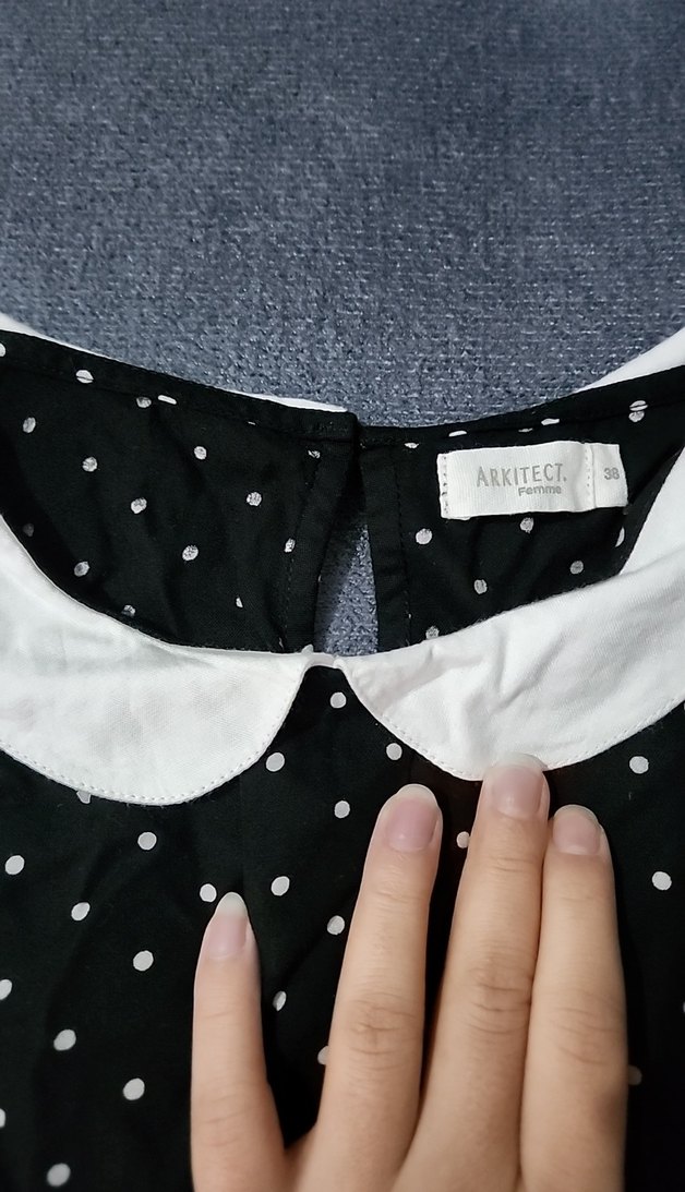 Puantiye Desenli Siyah Hamile Bluzu - Görsel 2