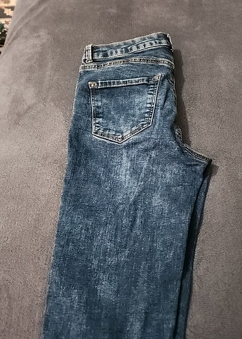 Yırtık Detaylı Mavi Kadın Denim Pantolon - Görsel 3