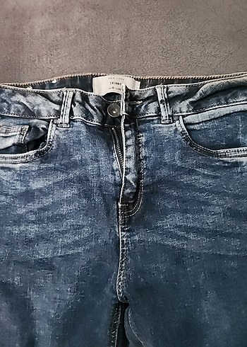 Yırtık Detaylı Mavi Kadın Denim Pantolon - Görsel 2