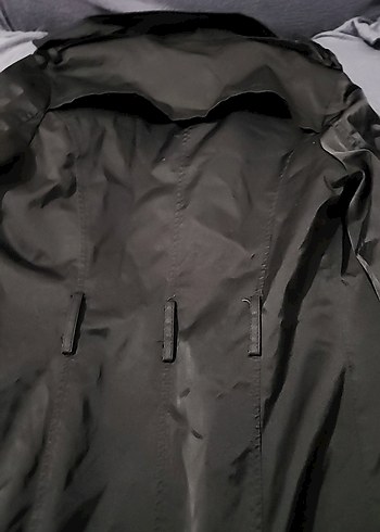 Düğmeli Siyah Midi Kadın Trençkot - Görsel 3