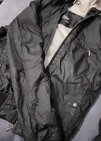 Fermuarlı Siyah kadın Yağmurluk - Görsel 2