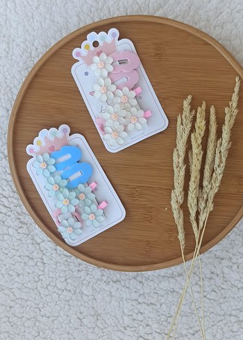 Çiçekli Boncuklu Pastel Çocuk Toka Seti - Görsel 2