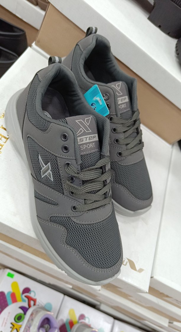 Gri Erkek Spor Ayakkabı Velcro Detaylı - Görsel 4