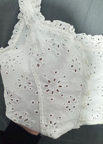 Dantel Detaylı Beyaz Bohem Bustiyer - Görsel 2