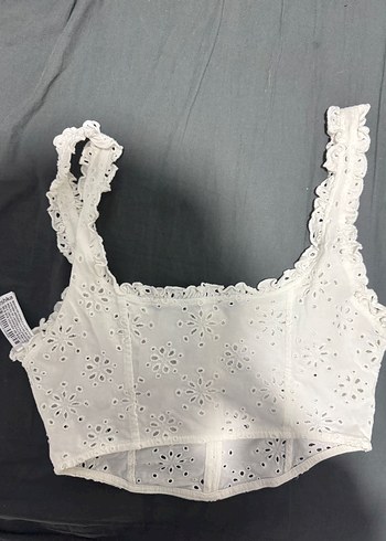 Dantel Detaylı Beyaz Bohem Bustiyer - Görsel 4