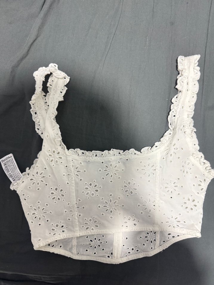 Dantel Detaylı Beyaz Bohem Bustiyer - Görsel 4