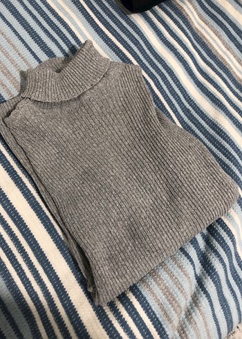 Gri Triko Midi Boğazlı Kadın Elbise - Görsel 3