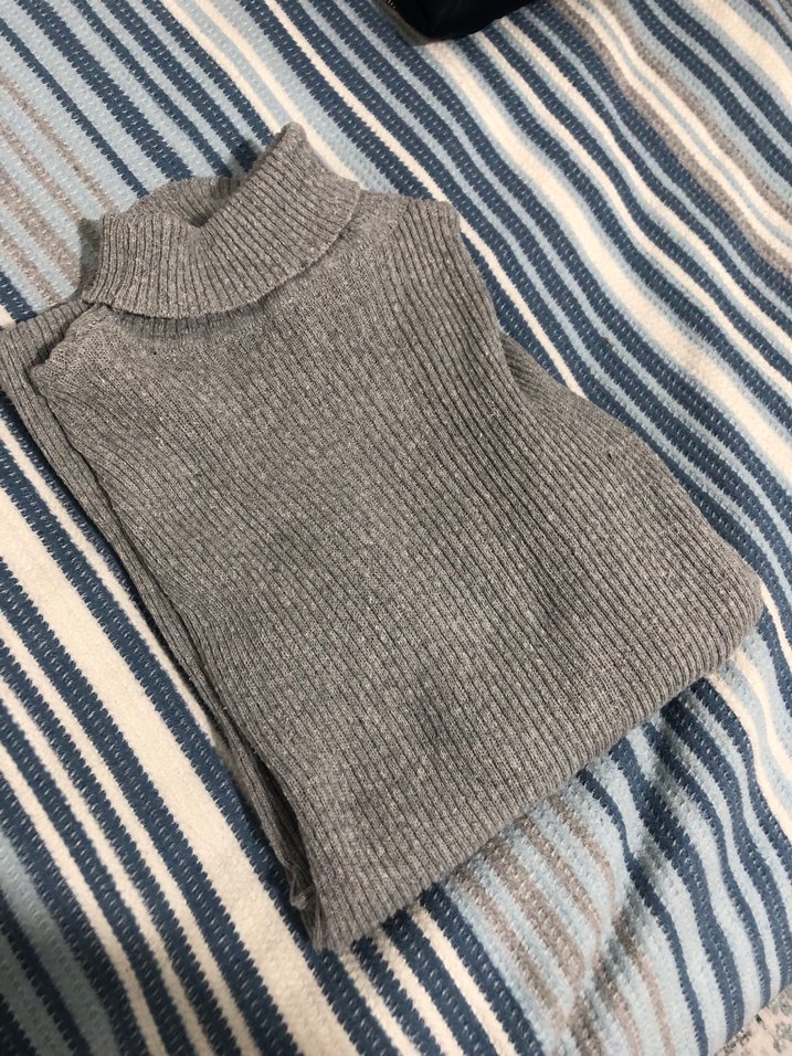 Gri Triko Midi Boğazlı Kadın Elbise - Görsel 3