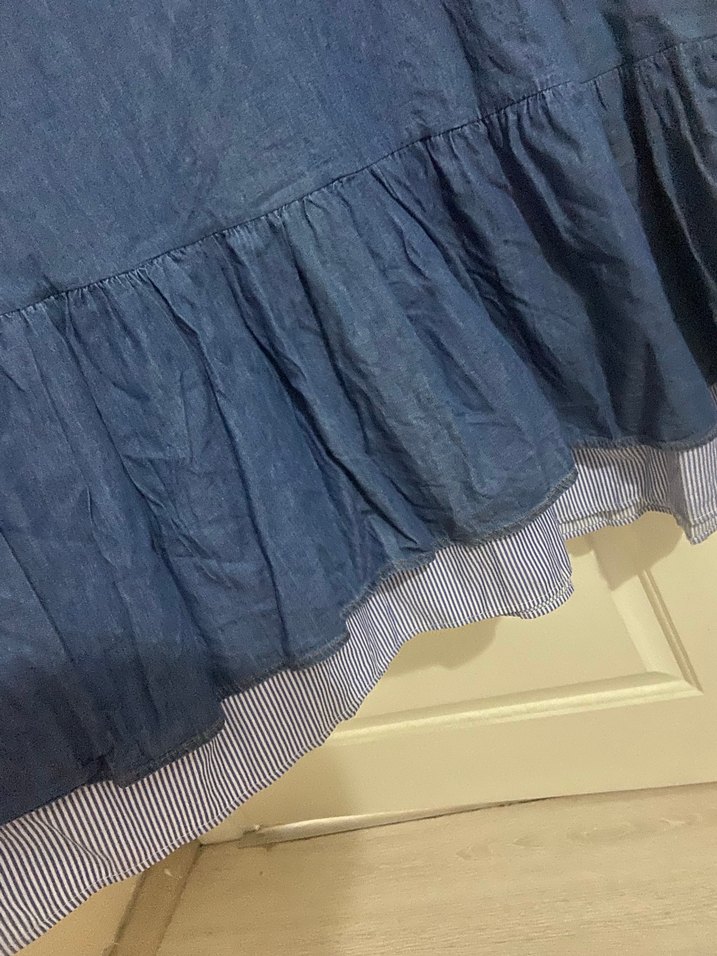 Mavi Uzun Kollu Kot Elbise - Görsel 3