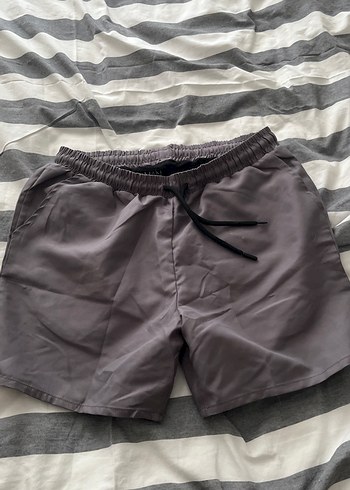 Gri Erkek Midi Şort, Bol Kesim, Pilili - Görsel 3