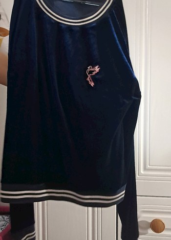 Mavi Nakışlı Uzun Kollu Tişört - Görsel 2