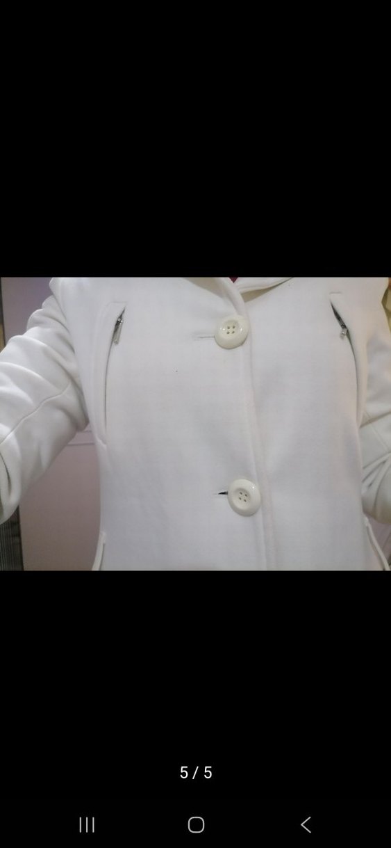 Düğmeli Beyaz Midi Kadın Kaban - Görsel 3