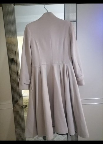 Düğmeli Bej Kadın Kaban - Görsel 2