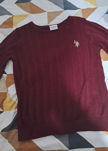 Bordo Uzun Kollu Örgü Çocuk Kazak - Görsel 3