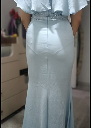 Mavi Drapeli Uzun Abiye Elbise - Görsel 2