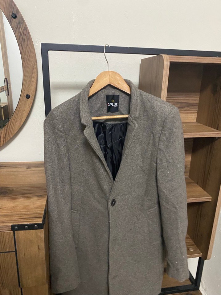 Gri Erkek Yün Midi Kaban - Görsel 2