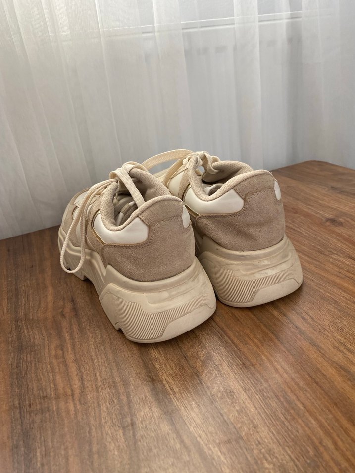 Kadın Beyaz Platform Topuklu Spor Ayakkabı - Görsel 3