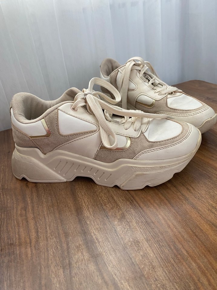 Kadın Beyaz Platform Topuklu Spor Ayakkabı - Görsel 2