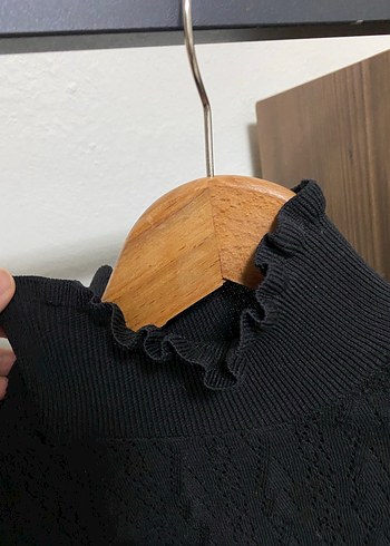 Siyah Yüksek Yaka Kadın Triko Kazak - Görsel 2